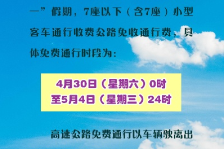 五一高速免费吗？七座以下小型客车高速免费通行时间公布！