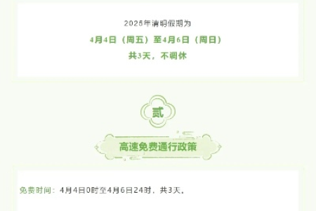 2025清明节假期高速免费吗？出行前必看免过路费指南